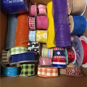 Wired Ribbon & Deco Mesh Craft Bundle Mixed Prints & Colors | New + Gently Used